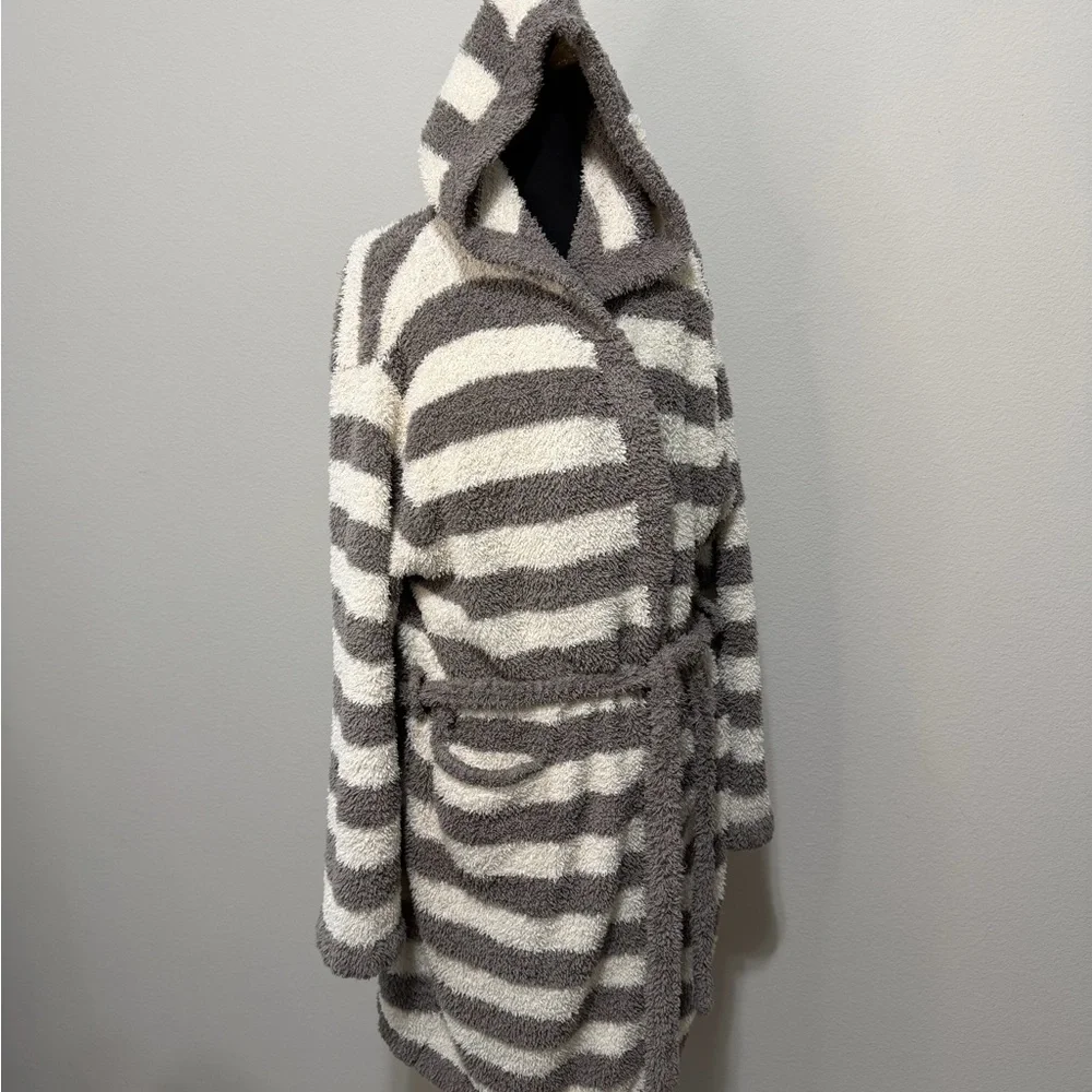 Barefoot Dreams Gray and Cream Striped Robe